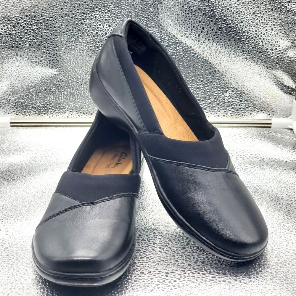 Clarks Collection Cora Charm Shoes Womens 8 M Black Slip On Comfort Loafers‎